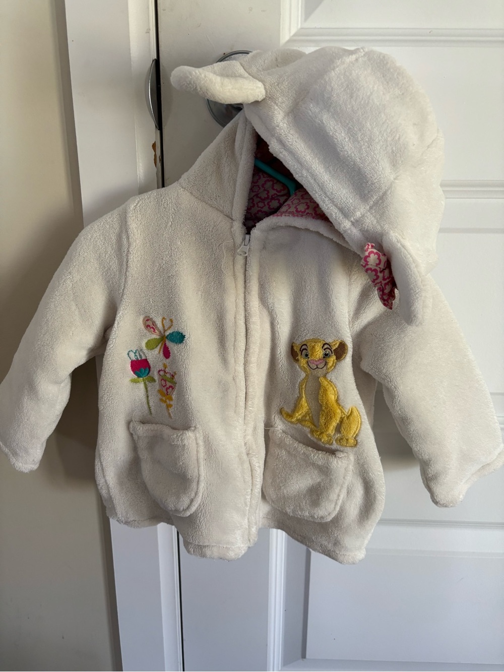 Disney store 12-18 months Cream Hooded Baby Jacket with Embroidered Nala